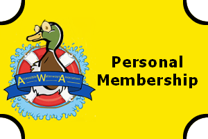 Graphic with the Accessible Waterways logo and the text "Personal Membership" on a yellow background.