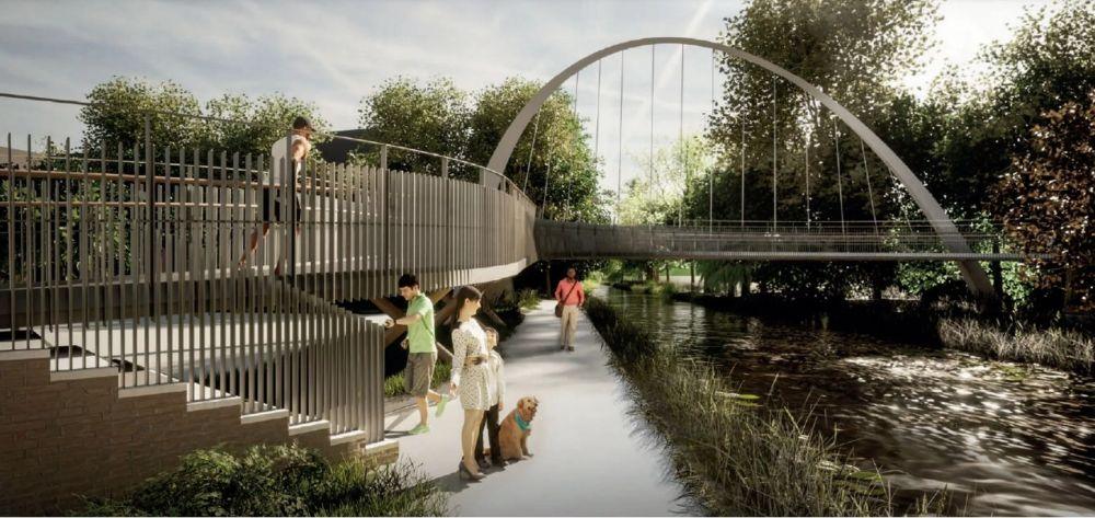 Artist impression of steps West Park Bridge canal access.