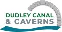 Logo. The words "Dudley Canal and Caverns" and an image of stonework of a tunnel portal with a blue line underneath to represent water.